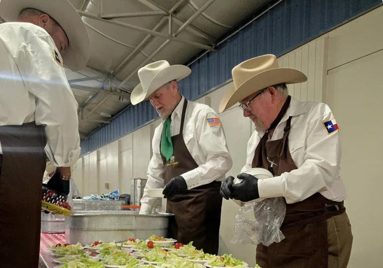 Western-themed chefs serving food
